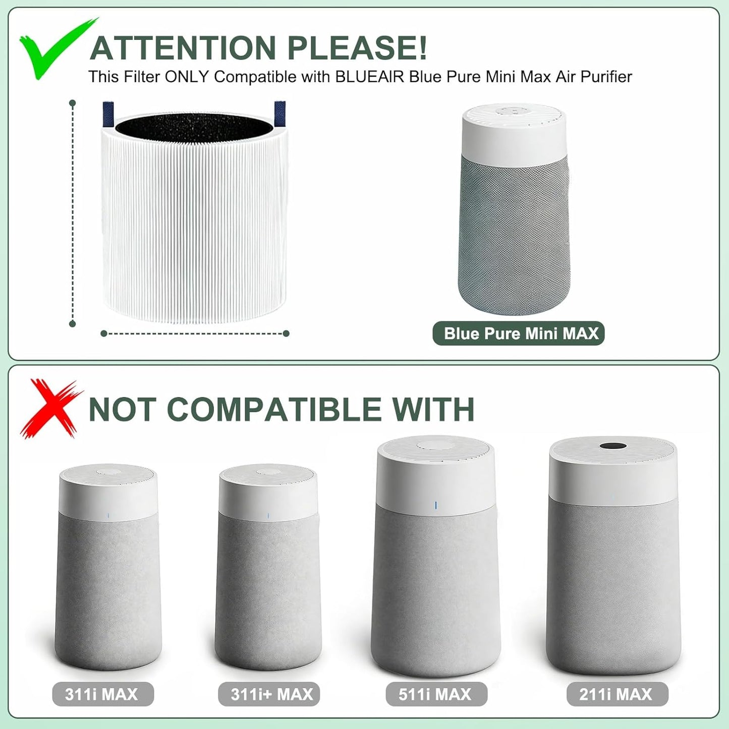 2 Filtros Repuesto Mini Max Comp Blueair HEPA H13