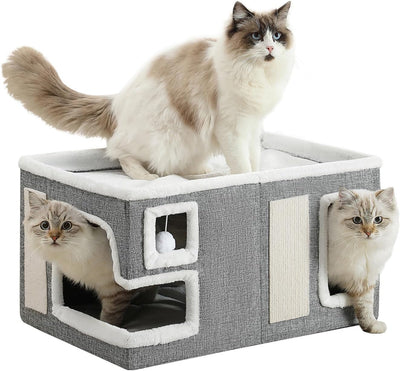 Casas para gatos plegable con almohadilla y bola esponjosa
