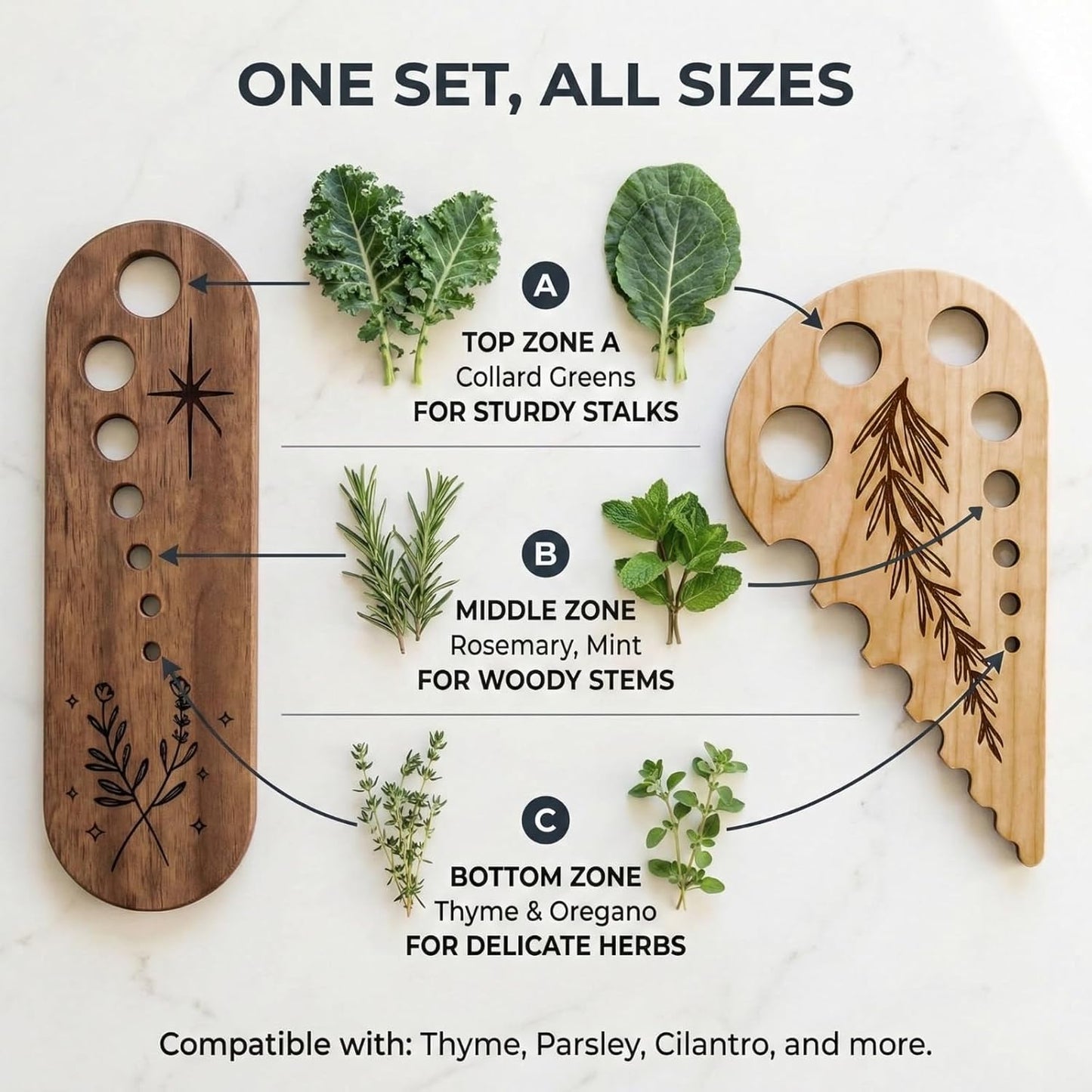 2 Pelacables Madera para Hierbas y Verduras Accesorios Cocina