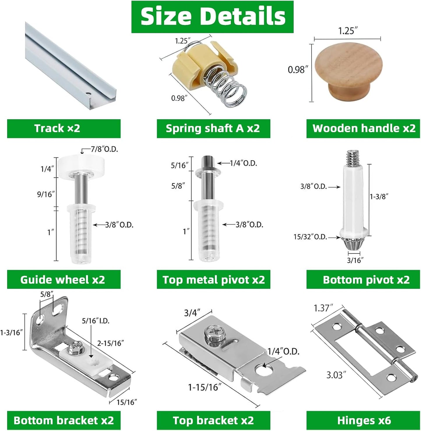Kit herrajes puerta plegable 30pulg 2pzas