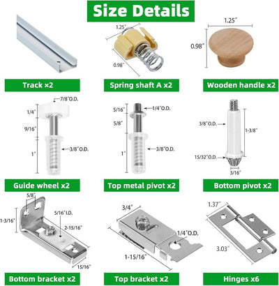Kit herrajes puerta plegable 30pulg 2pzas