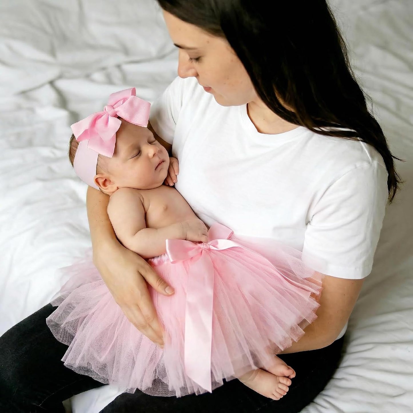 Set 2 Tutús Niña con Diadema Blanco Rosa