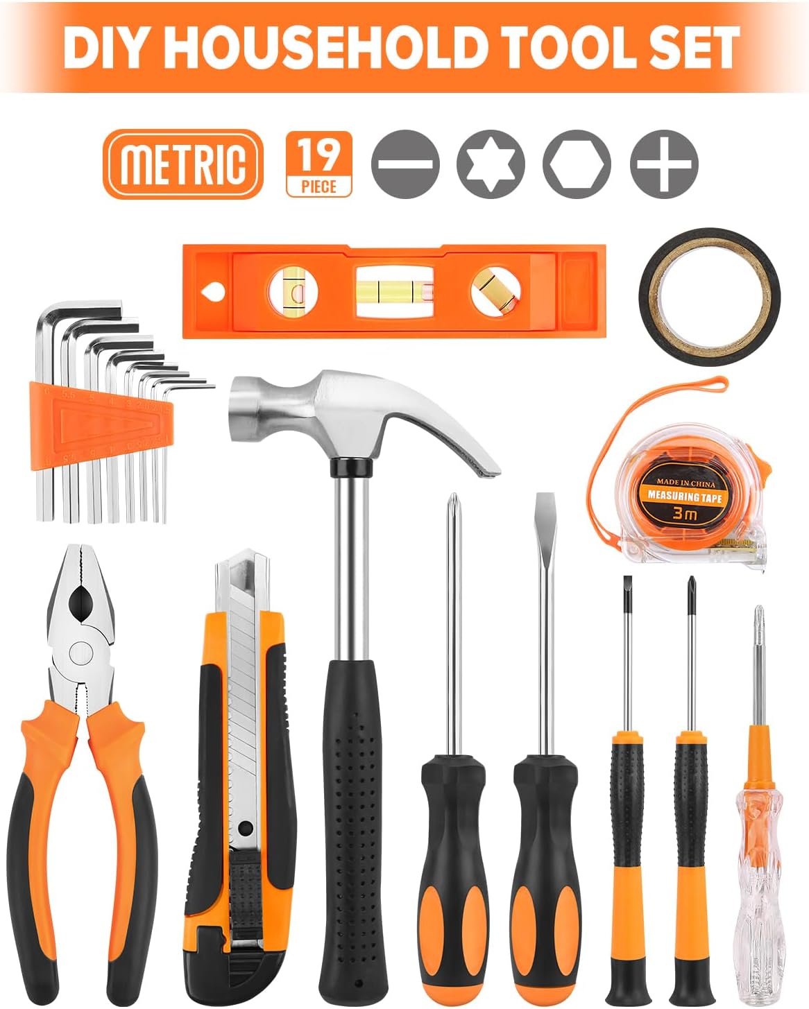 Juego herramientas bricolaje hogar oficina dormitorio con estuche
