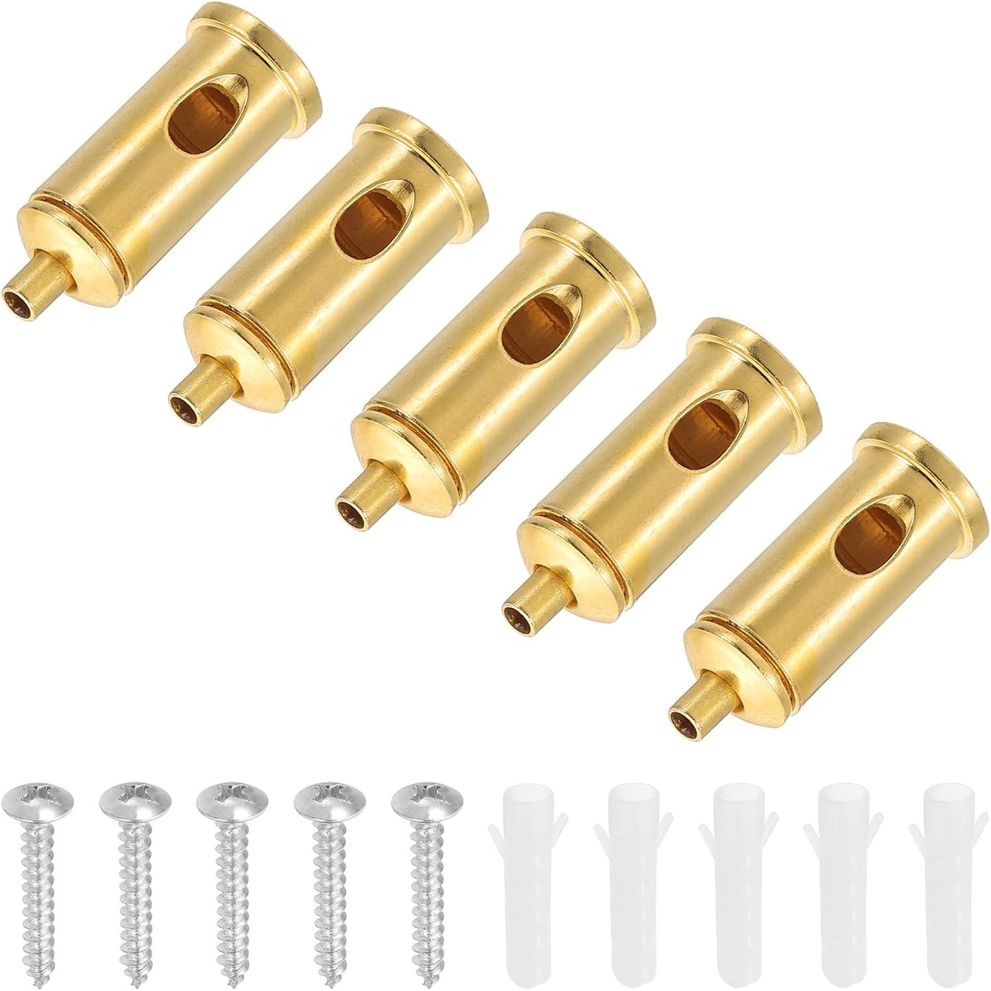 Set 5 Conectores Cable Acero Ajustables Base Colgar Lámpara Dorado