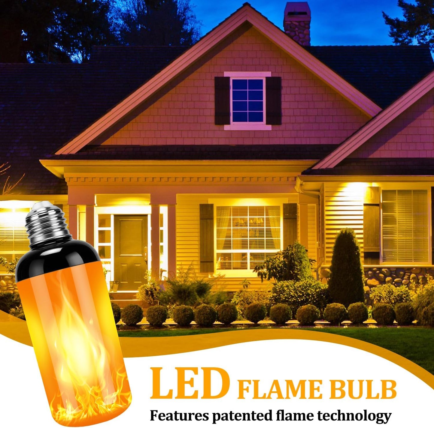 Bombilla LED E26 con efecto llama realista y sensor gravedad