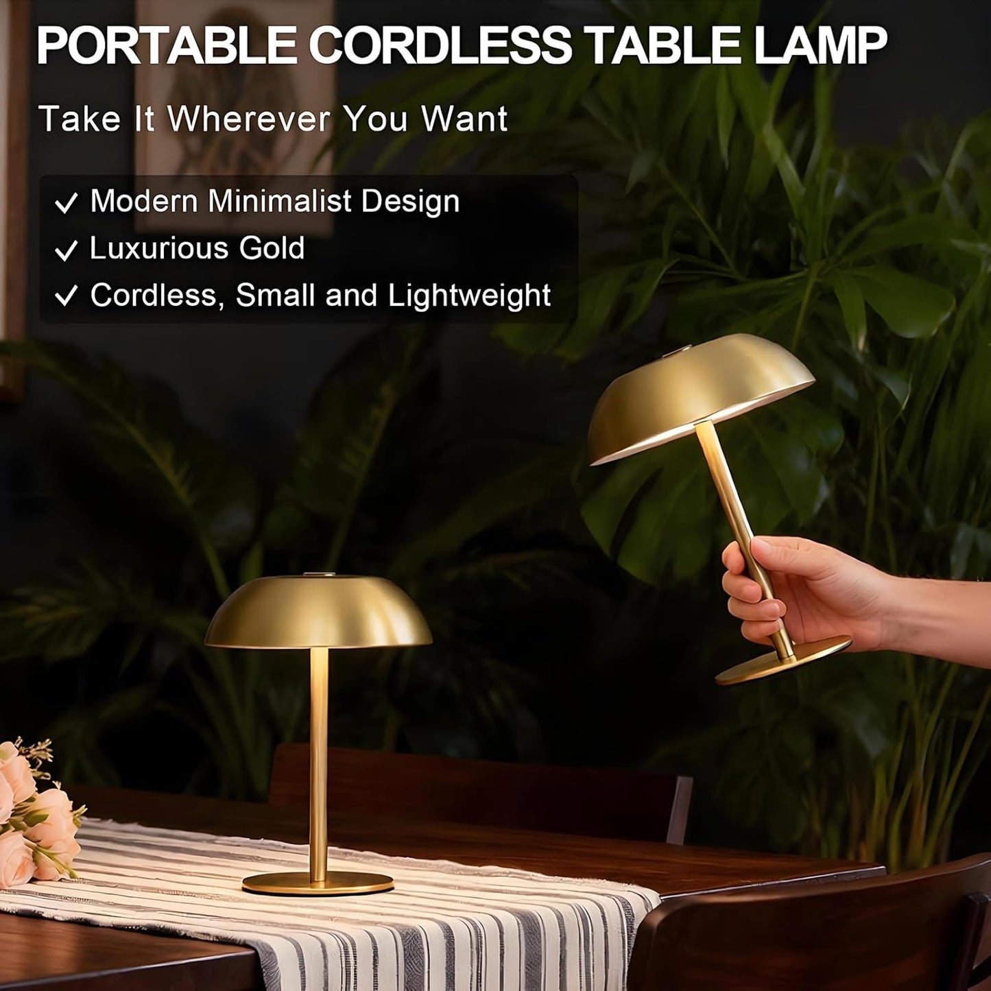 Lámpara recargable LED táctil portátil regulable