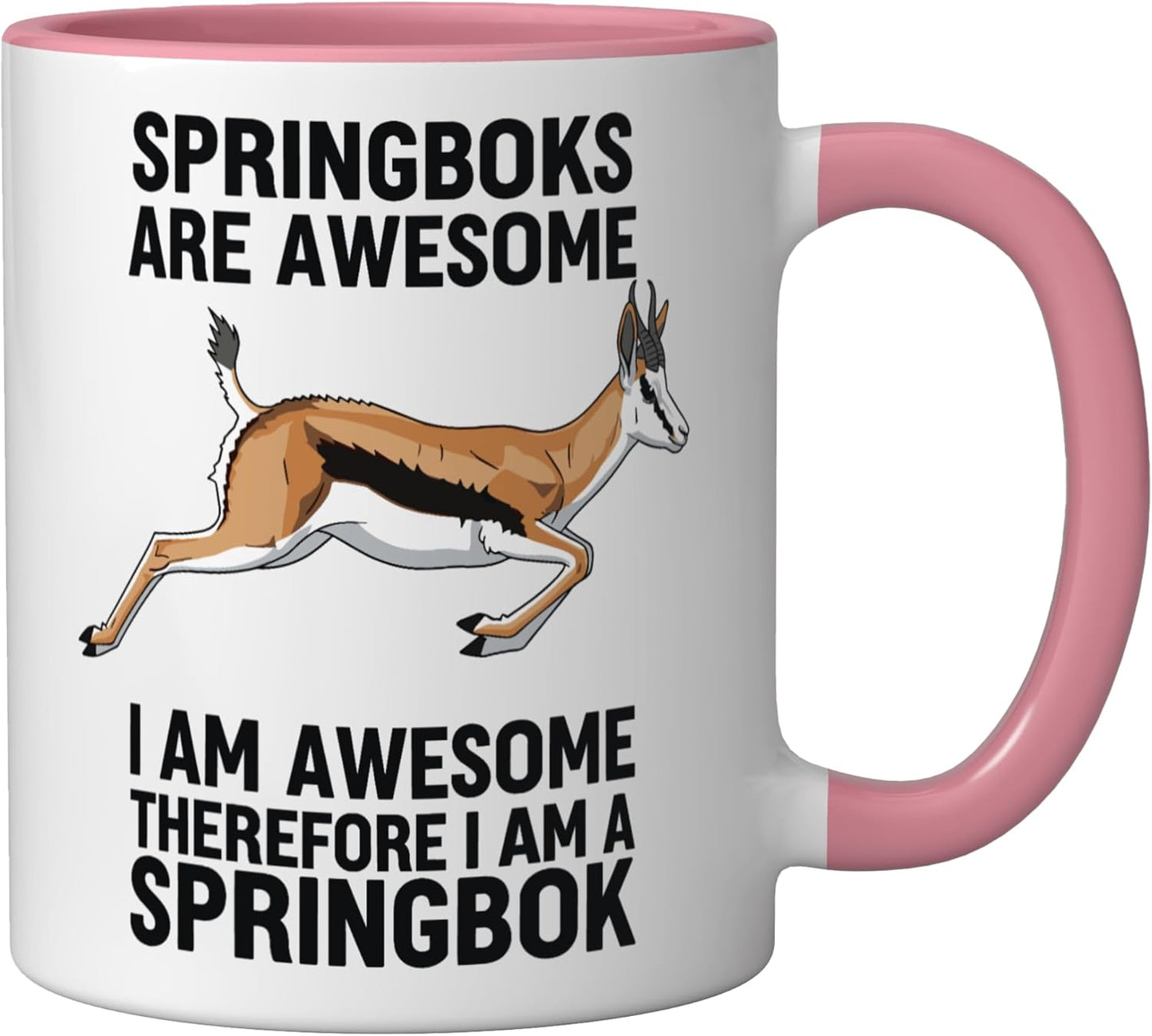 Taza cerámica I Am A Springbok rosa/blanca