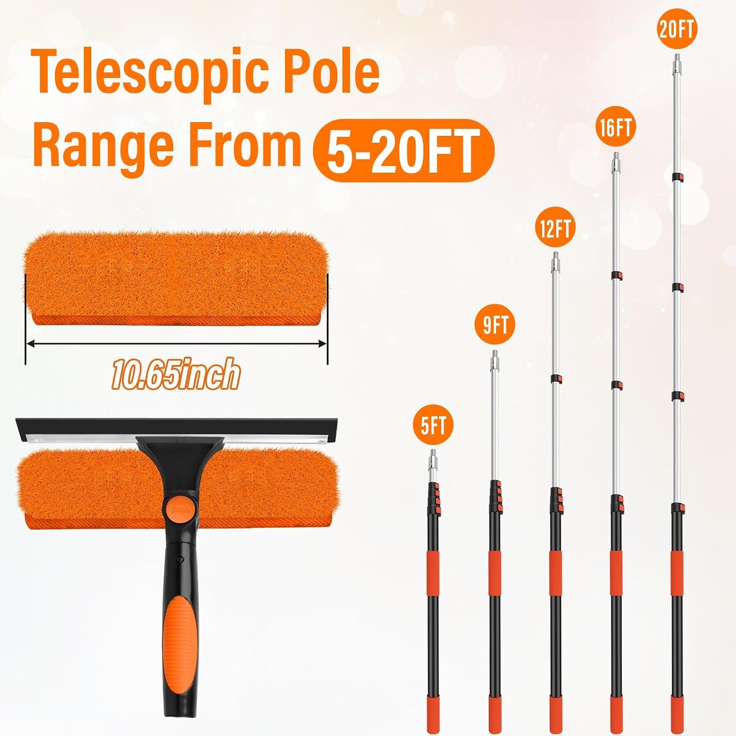 Kit escobilla limpiacristales 26ft 2en1 con poste extensión