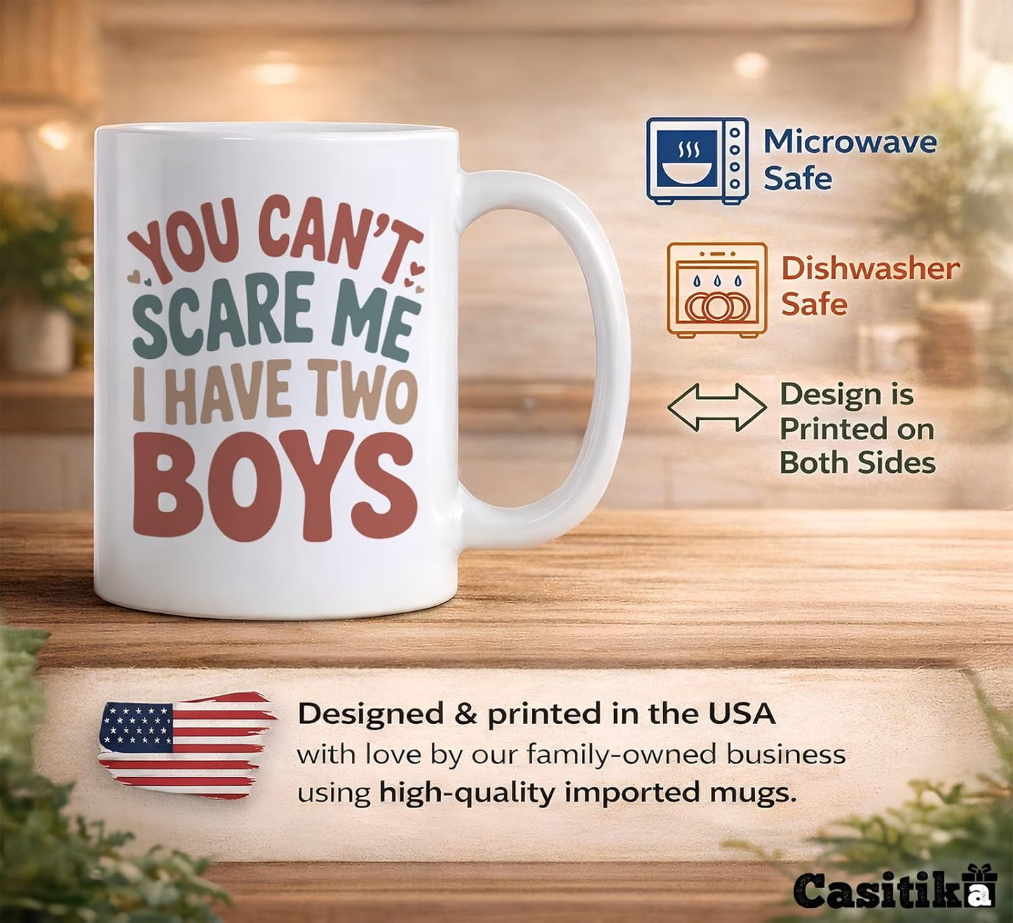 Taza divertida para mamá de 2 niños Casitika 11 oz