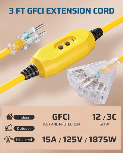 Cable extensión GFCI 3 pies para piscina con enchufe LED