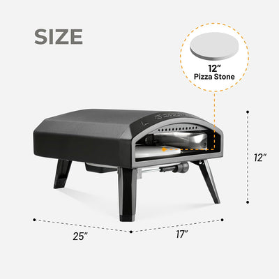 Horno pizza gas exterior 12pulg 950°F 60s cocción rápido negro
