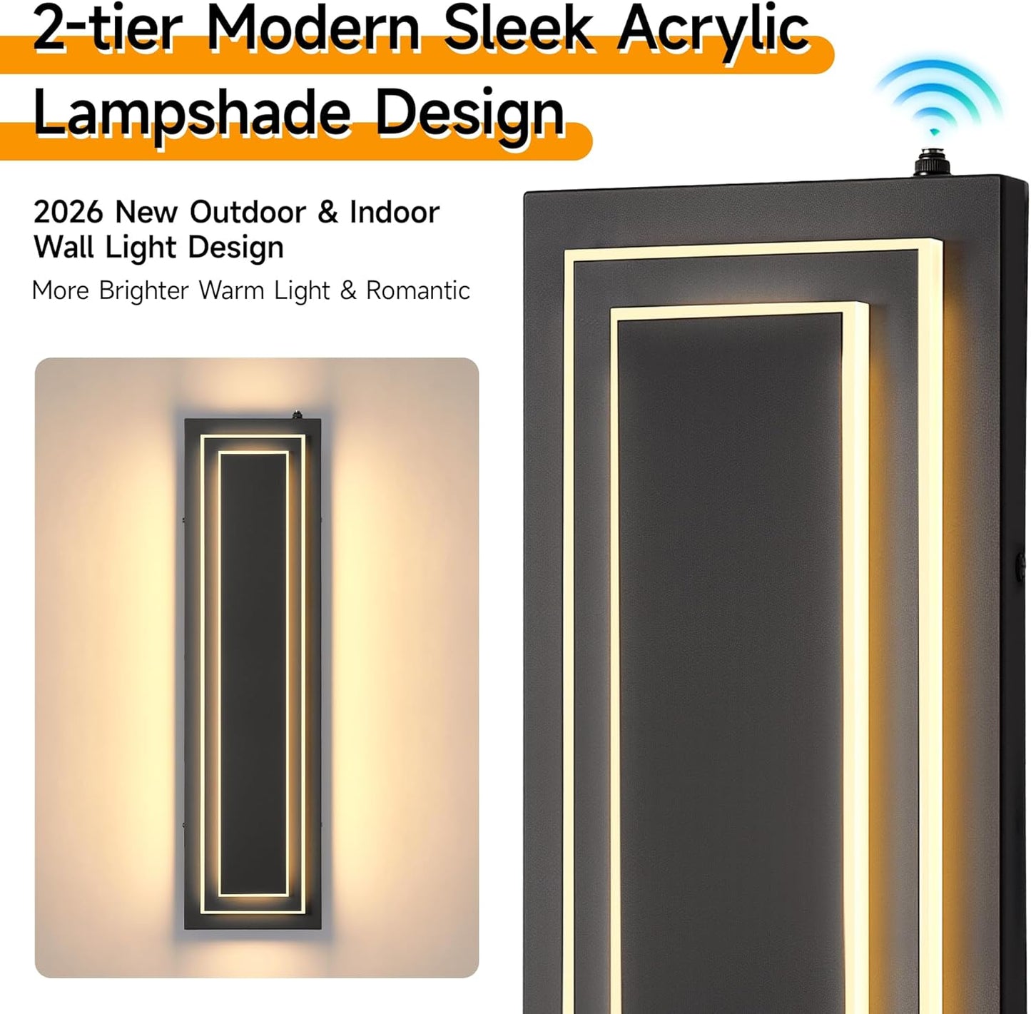 Aplique pared exterior 23.6pulg luces negras 36W 3000K impermeables