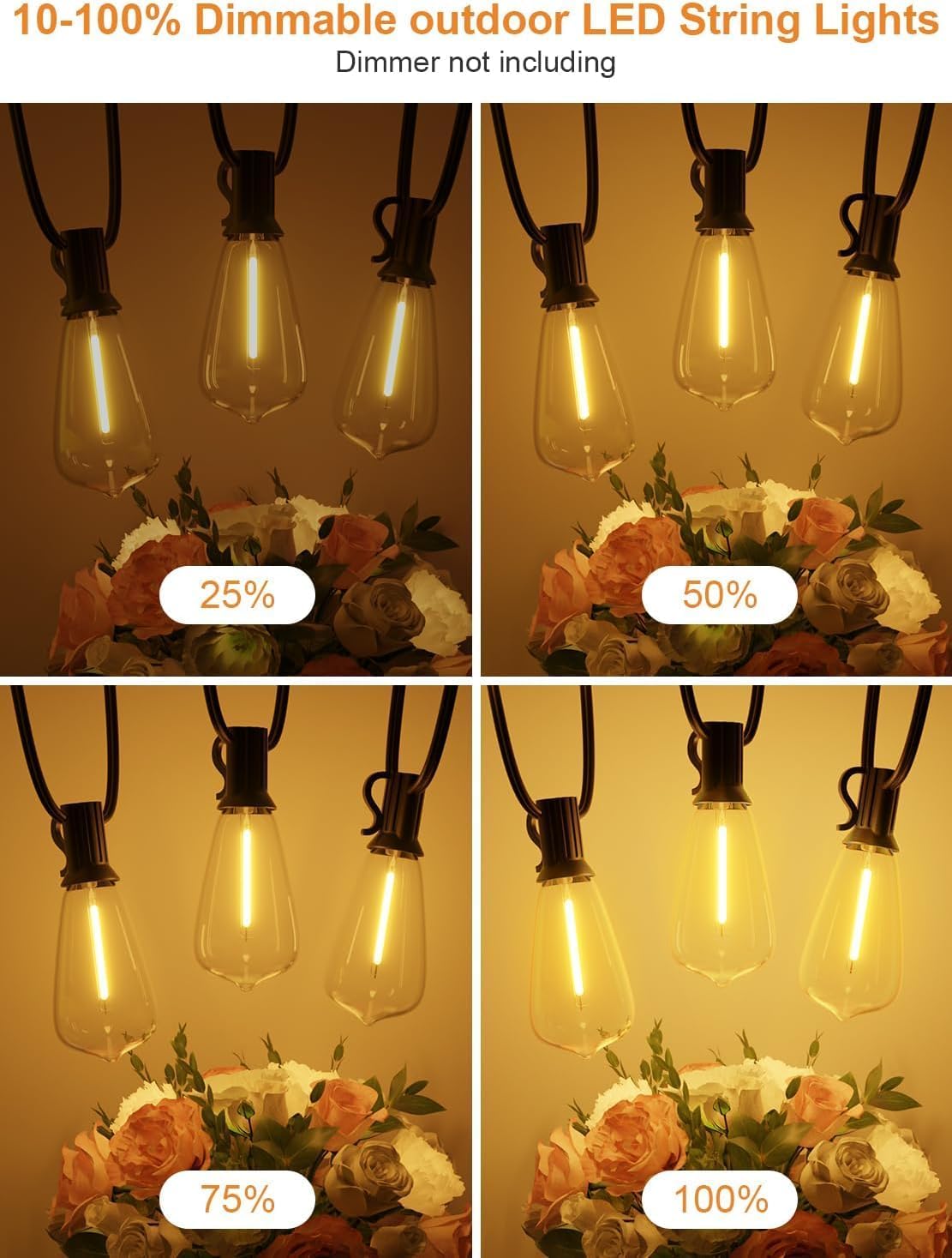 Tira luces LED exteriores ST38 150ft impermeables regulables