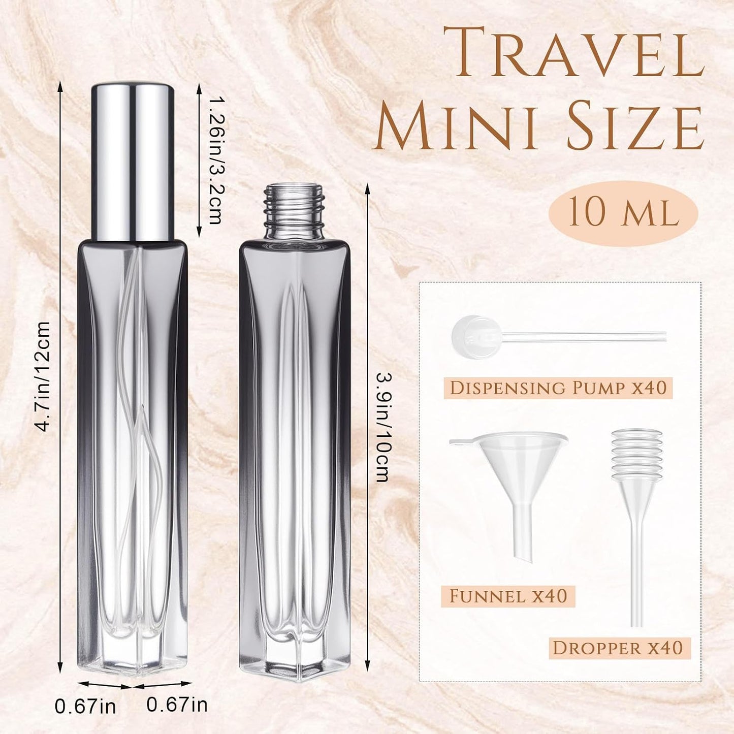 Botellas perfume recargables vidrio 1.0oz spray a prueba de fugas