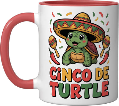 Taza Cerámica Fiesta Mexicana Roja/Blanca con Maracas