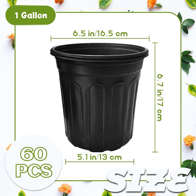 60 Pzas Macetas Plástico 1gal para Vivero con Agujero