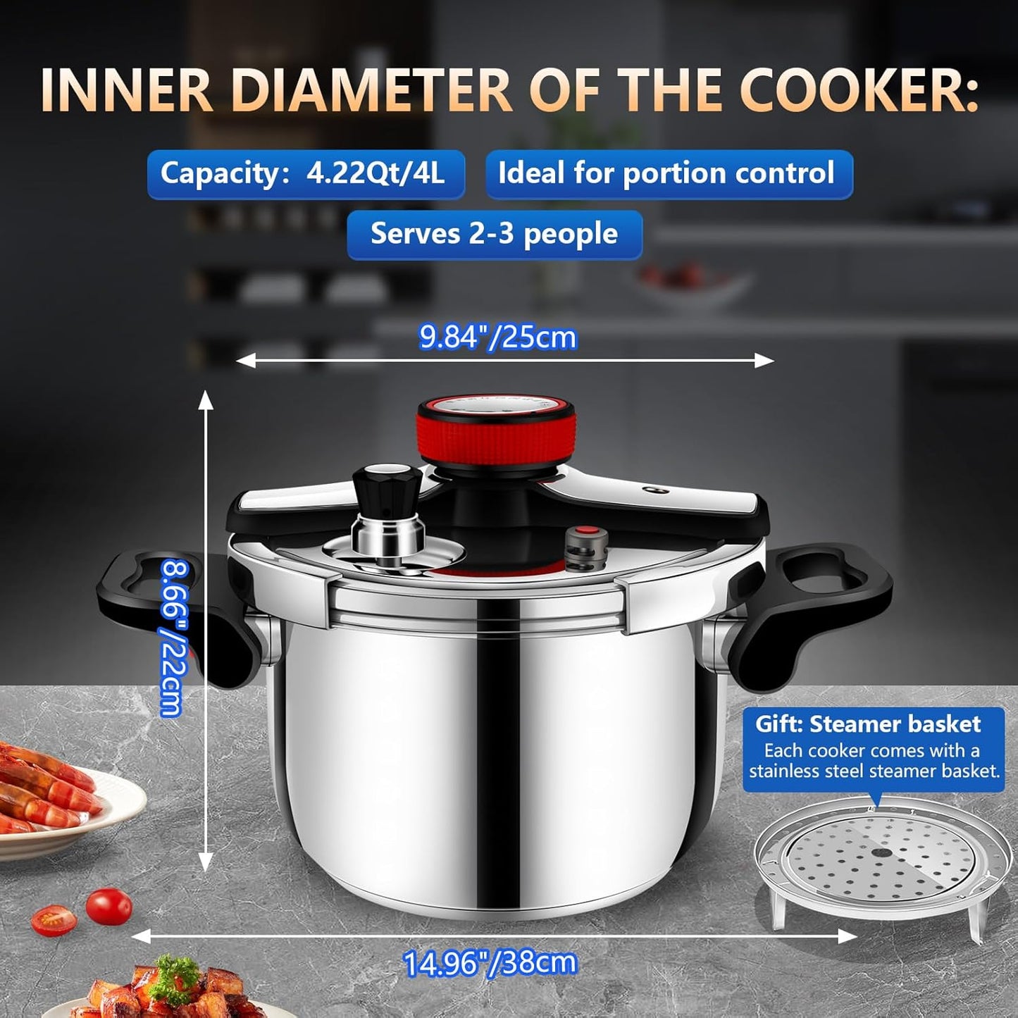 Olla presión acero inox 4qt para estufa comercial