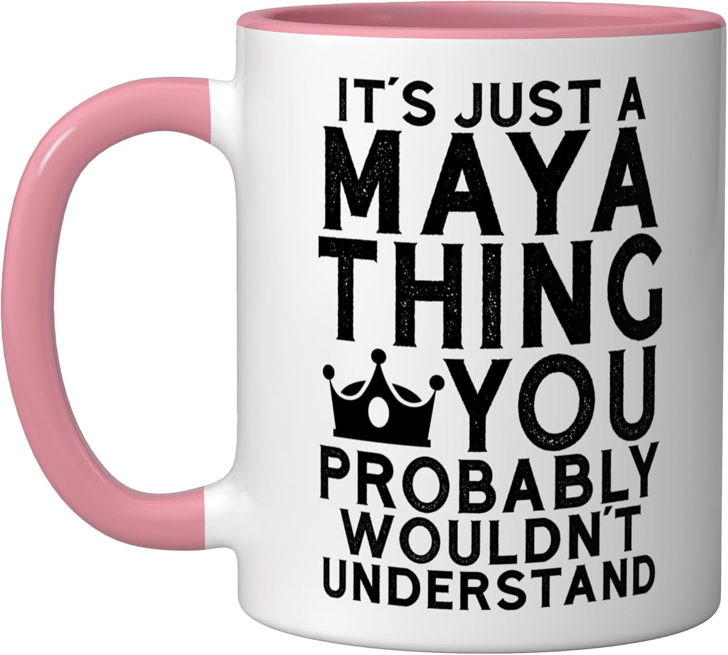 Taza Cerámica Rosa y Blanca Frase Inglesa
