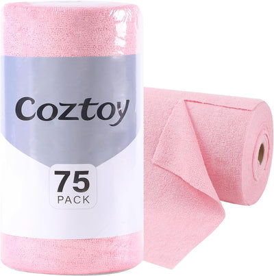 75 Pzas Paños Microfibra 12x12pulg Reutilizables Rosa