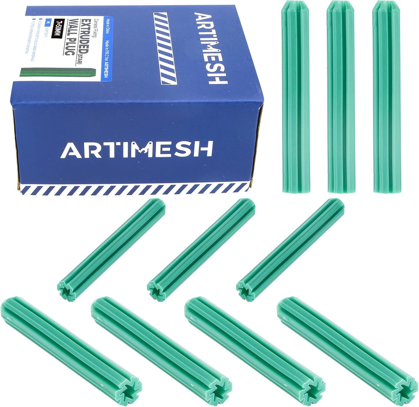 100 Anclajes Plástico 1/4pulg x 2pulg Tapones Pared Resistentes