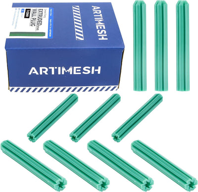 100 Anclajes Plástico 1/4pulg x 2pulg Tapones Pared Resistentes