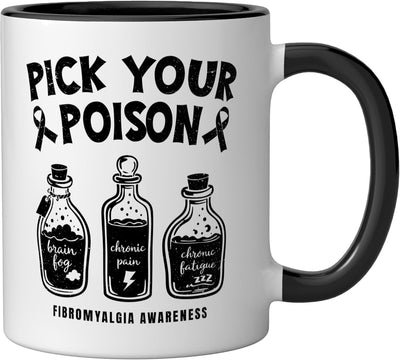 Taza Cerámica Fibromialgia Warrior Negro/Blanco