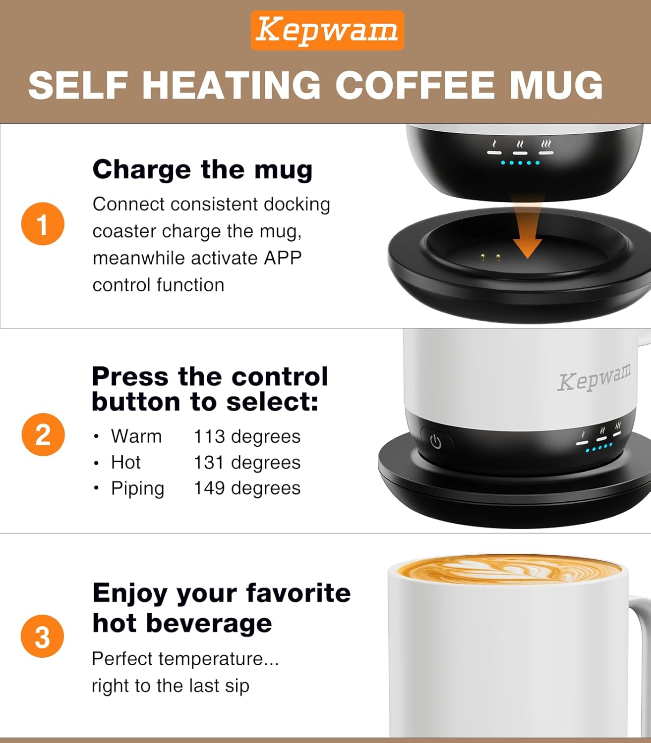 Taza café autocalentable T1 16oz con control app