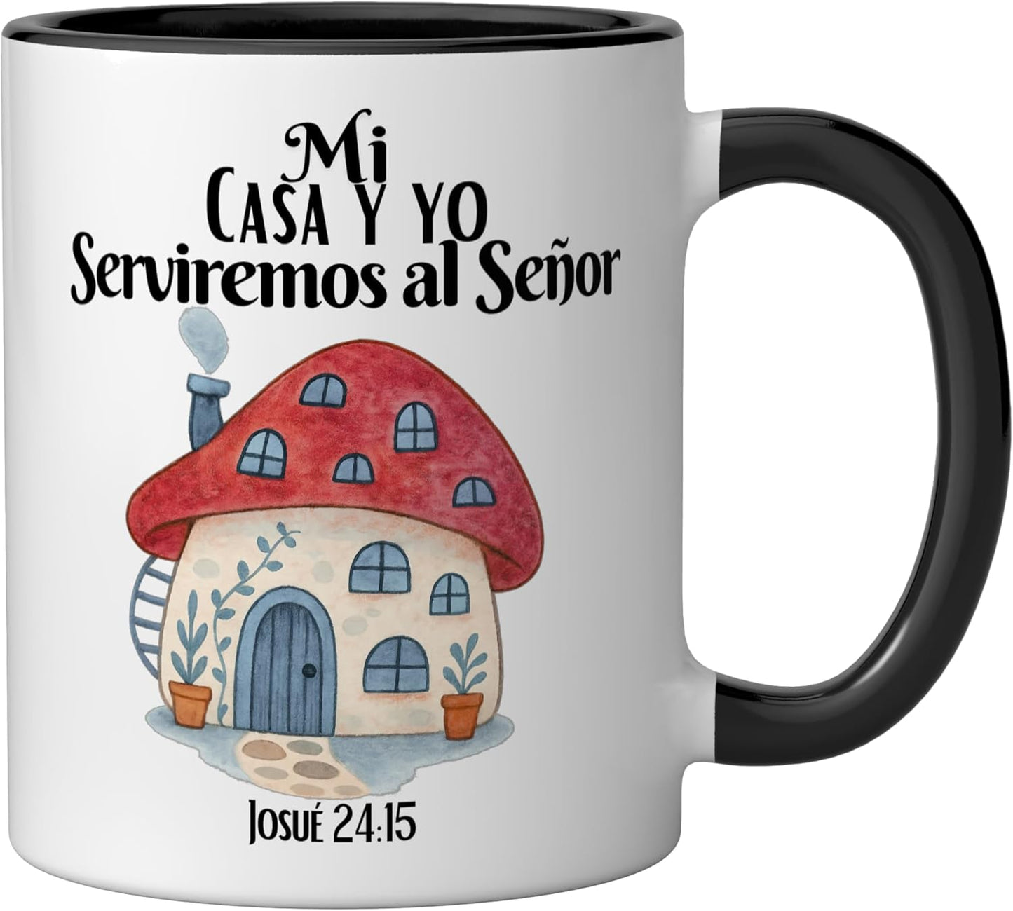 Taza Cerámica Fe cristiana Diseño español Negro/Blanco