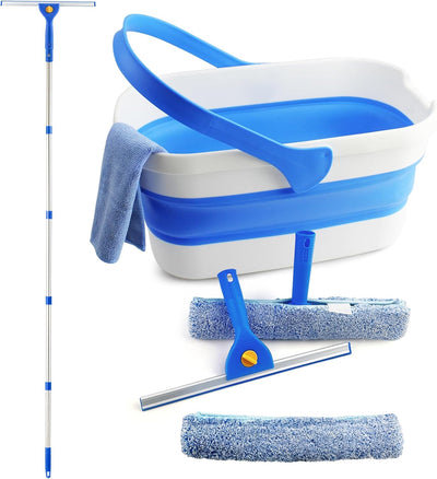 Kit limpieza ventanas cubo 3gal escobilla 14pulg limpiador 15pulg