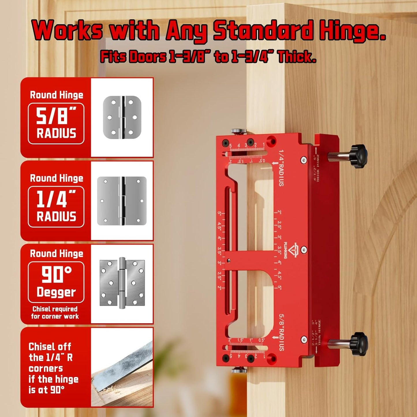Plantilla bisagra puerta aluminio ajustable 1/4pulg R