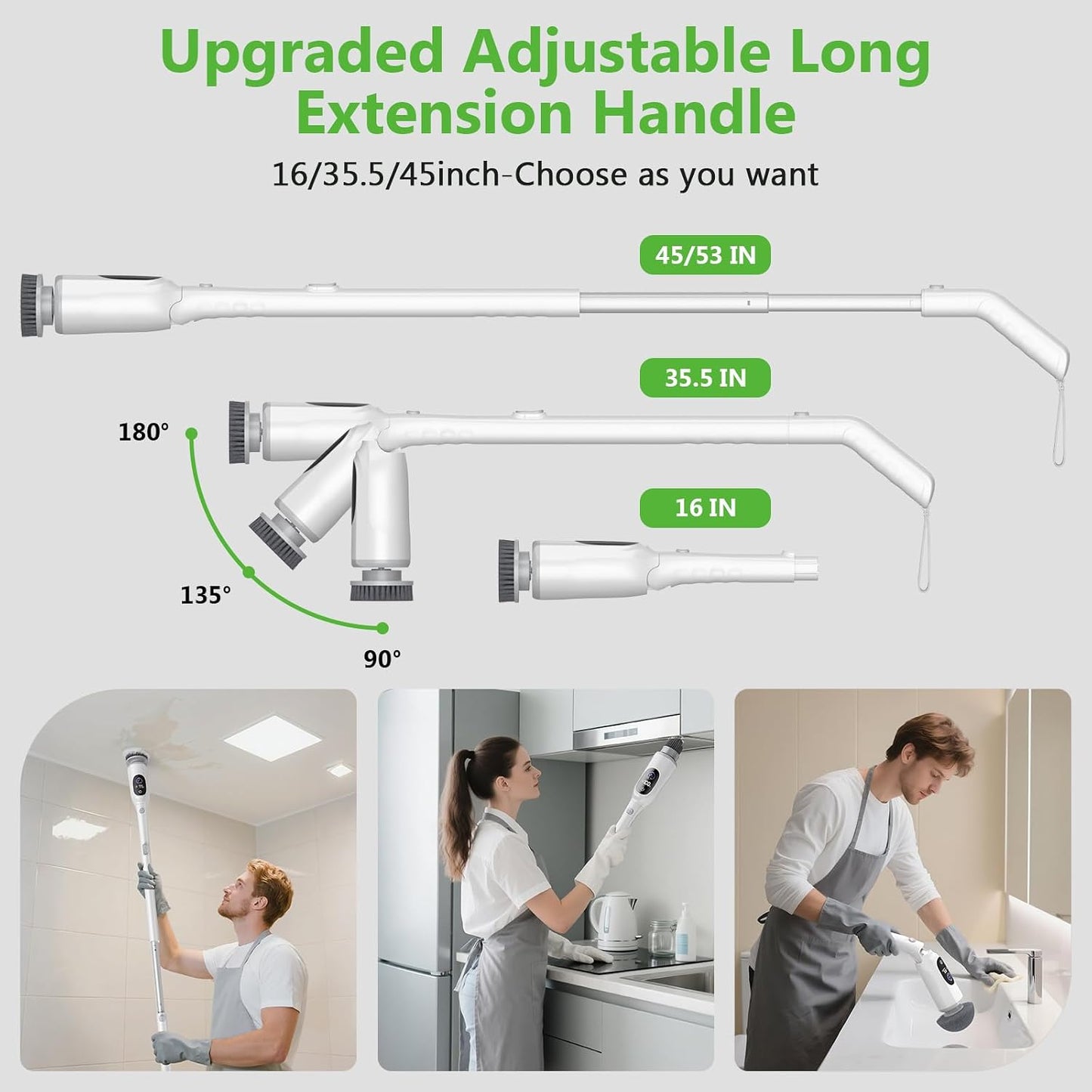Limpiador baño inalámbrico 3h LED 8 cabezales IPX7