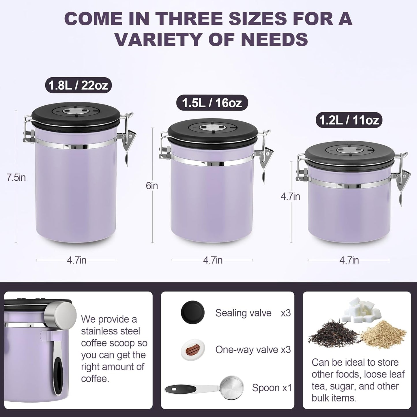 Recipiente hermético acero inox para café y granos