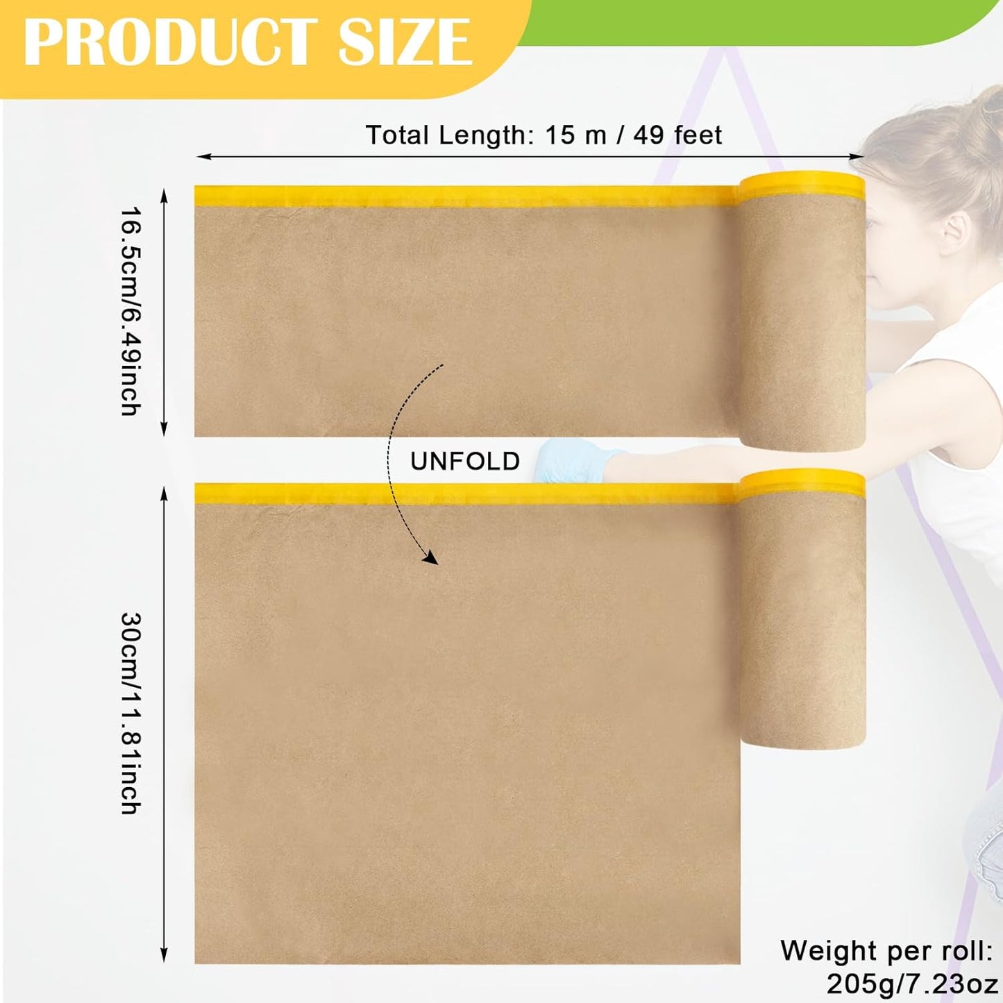 Papel de pintura adhesivo 12x50ft para proteger superficies auto