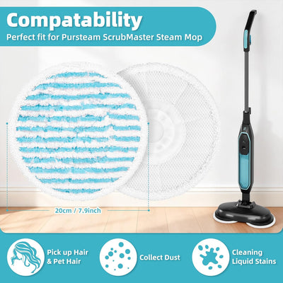 6 Pzas Almohadillas Pursteam ScrubMaster Microfibra Lavables