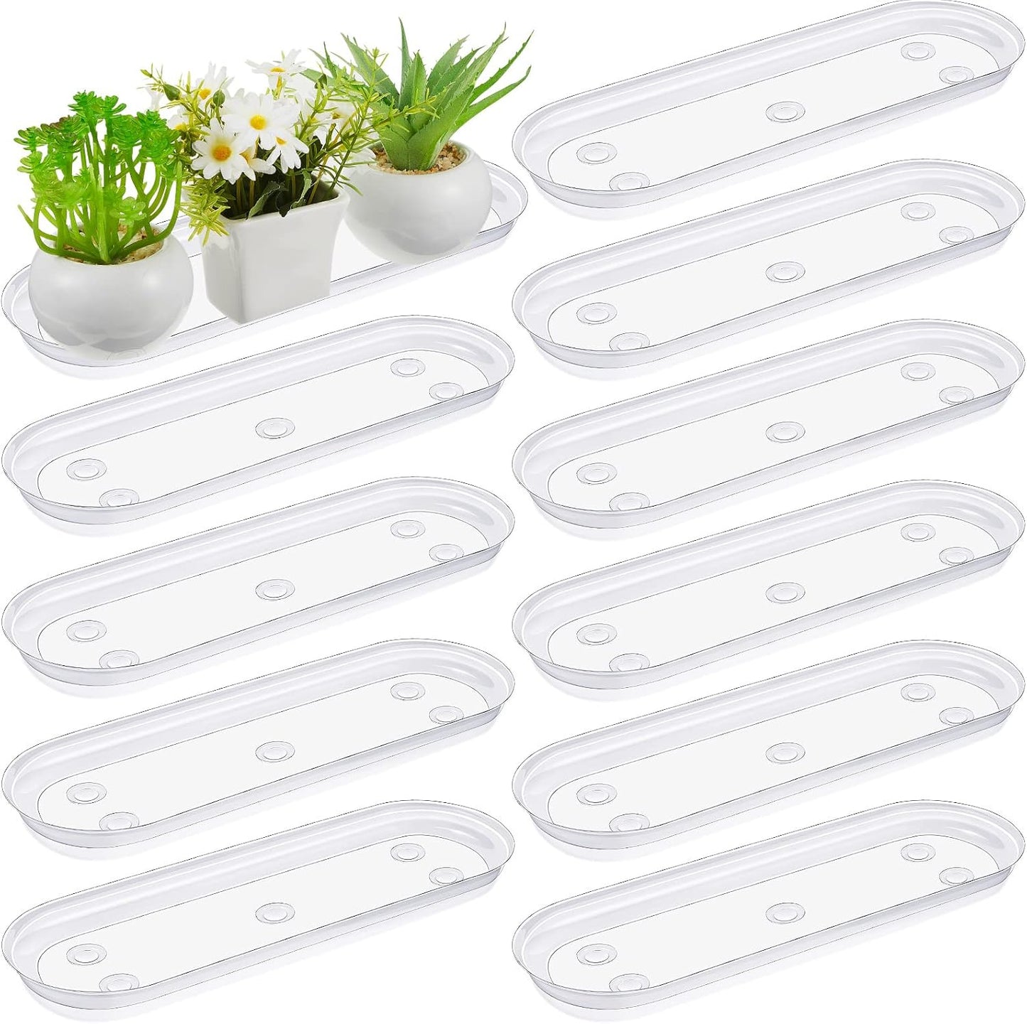 5 Bandejas Plástico para Plantas 14x4.6pulg Ovaladas Interior