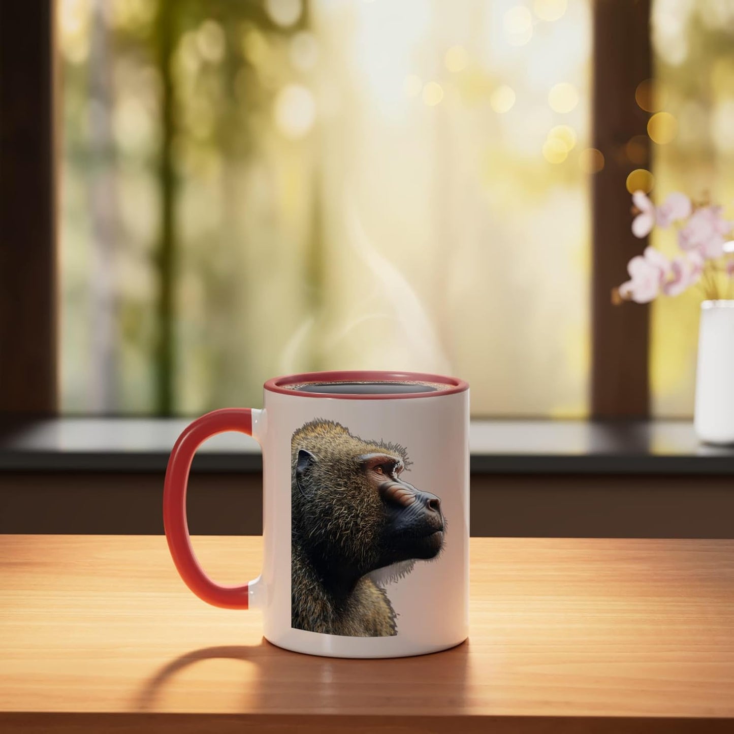 Taza Cerámica Baboon Roja/Blanca