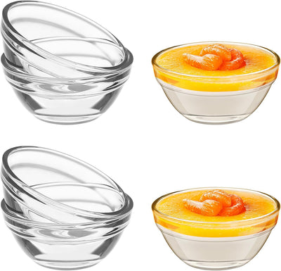 6 Pzas Cuencos Vidrio Transparente Apilables para Postre