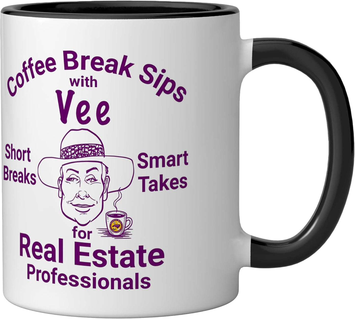 Taza cerámica Sips With Vee negra/blanca