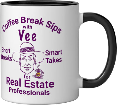 Taza cerámica Sips With Vee negra/blanca