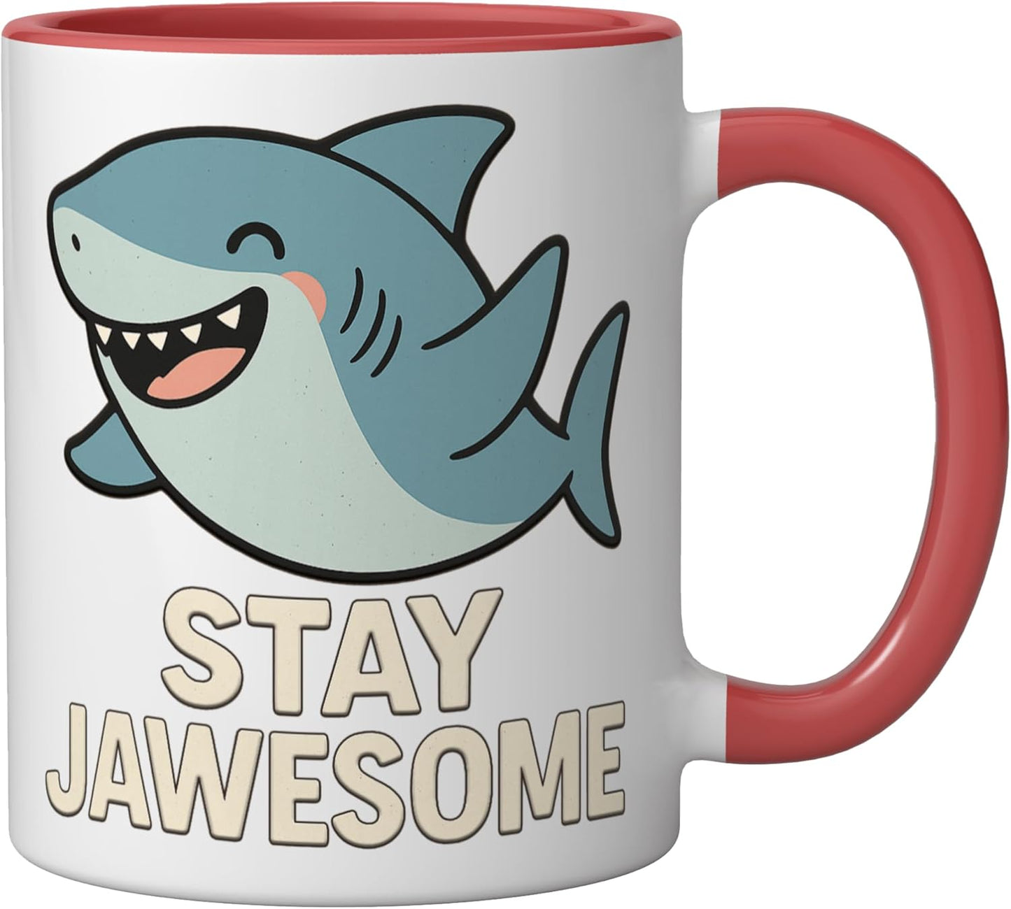 Taza Cerámica Dibujo Tiburón Roja/Blanca