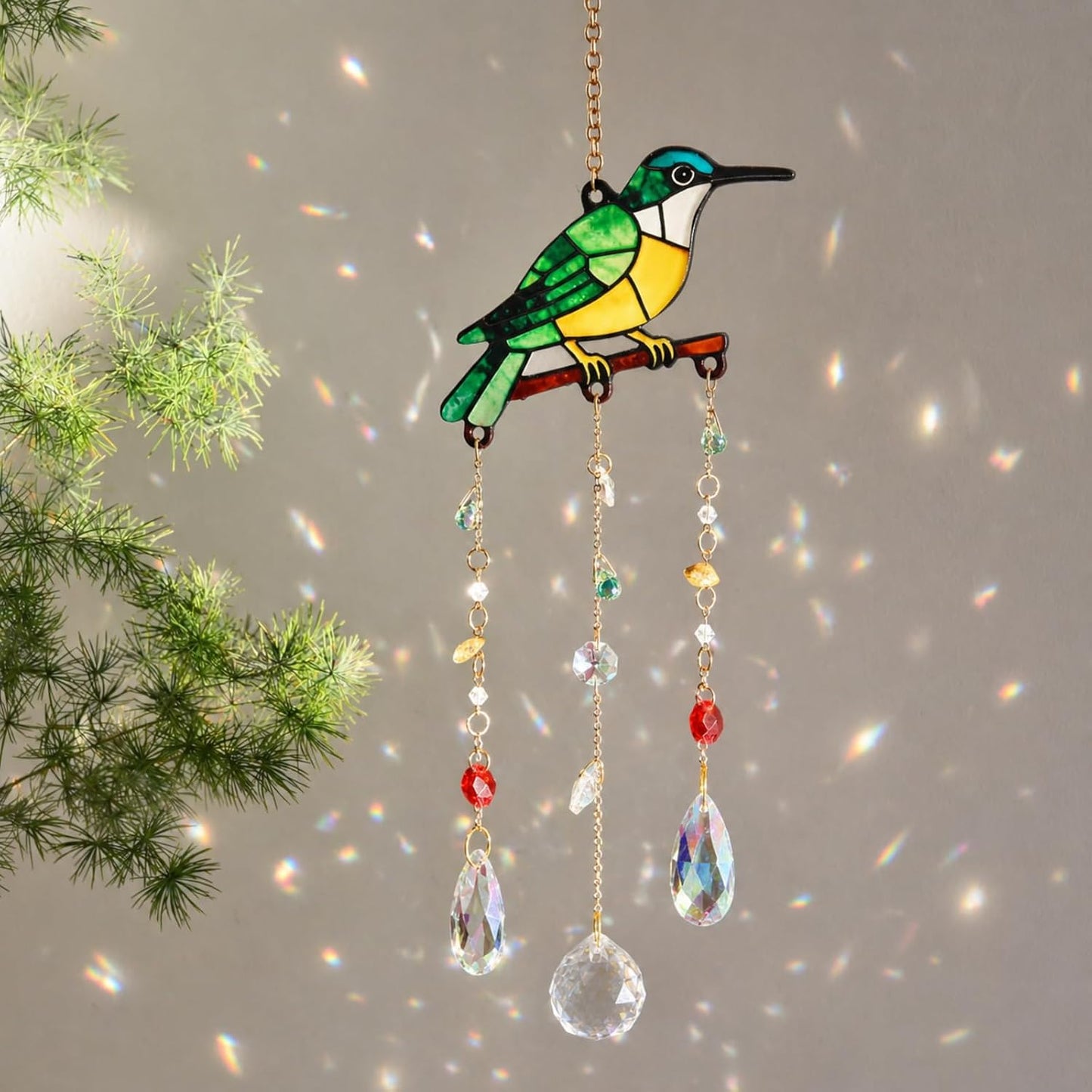 Atrapasoles colibrí cristal decoración ventana