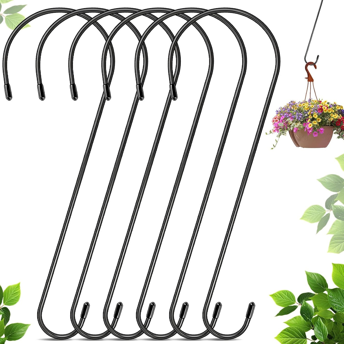 6 Ganchos S 16pulg para plantas al aire libre resistentes al óxido