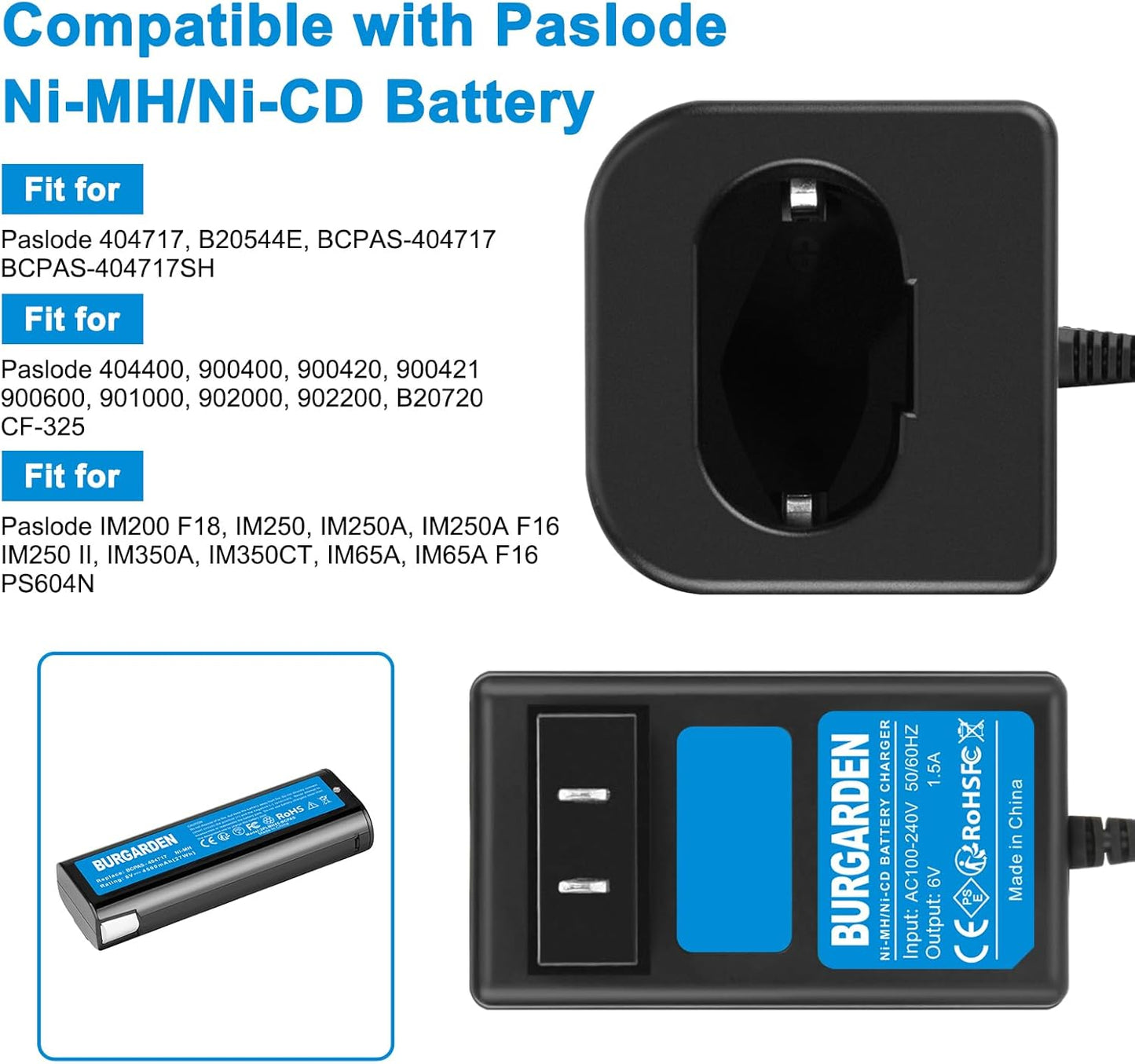 Cargador Ni-CD/Ni-MH 6V para Paslode B20544E