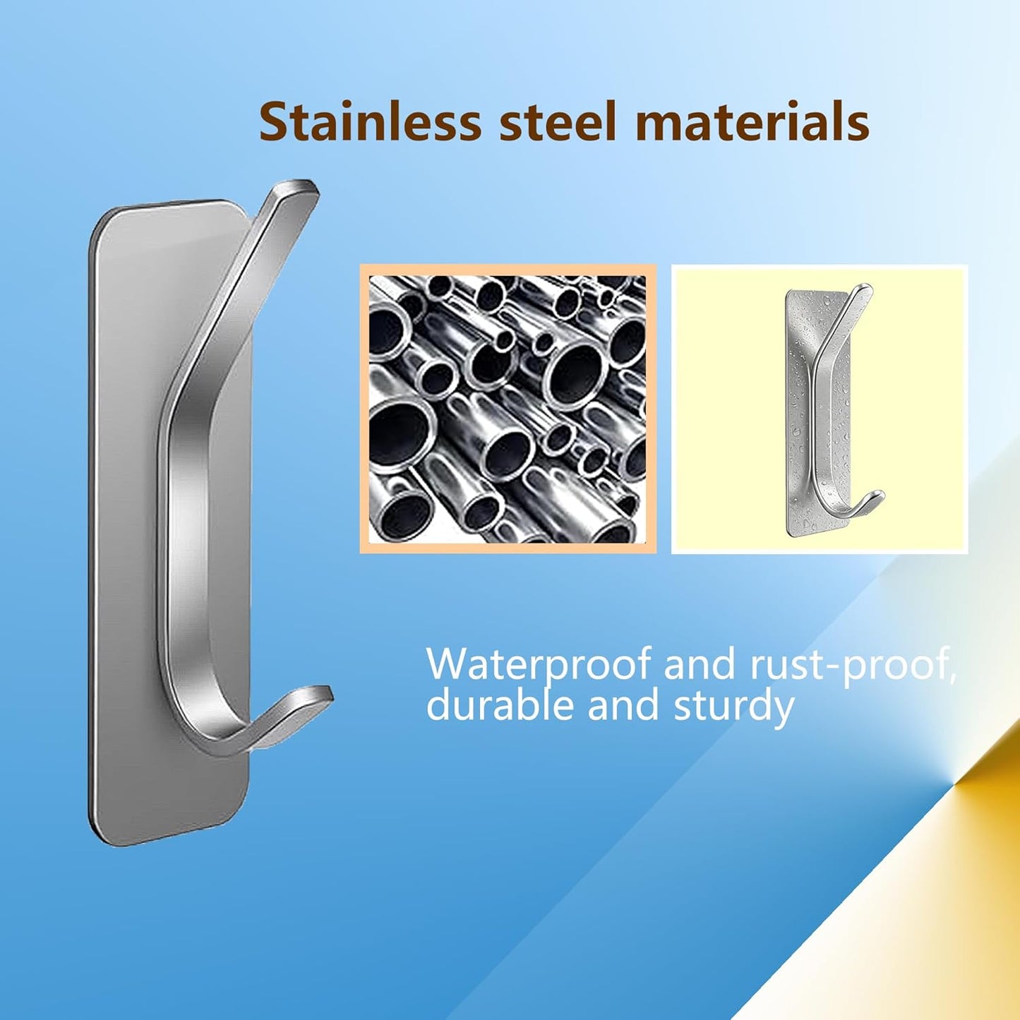 Ganchos dobles acero inox adhesivos 5 pzas para baño cocina