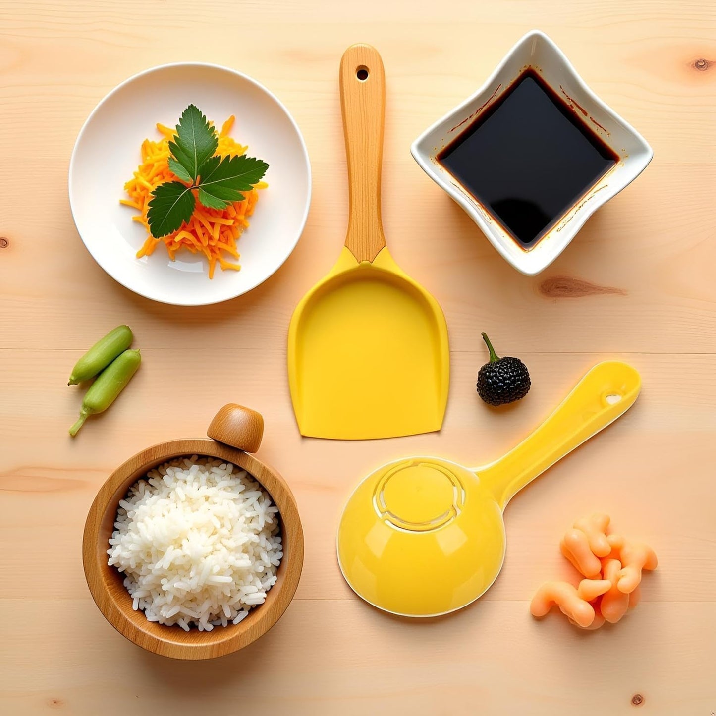 Moldes de cuchara de arroz semicircular amarillo para cocina