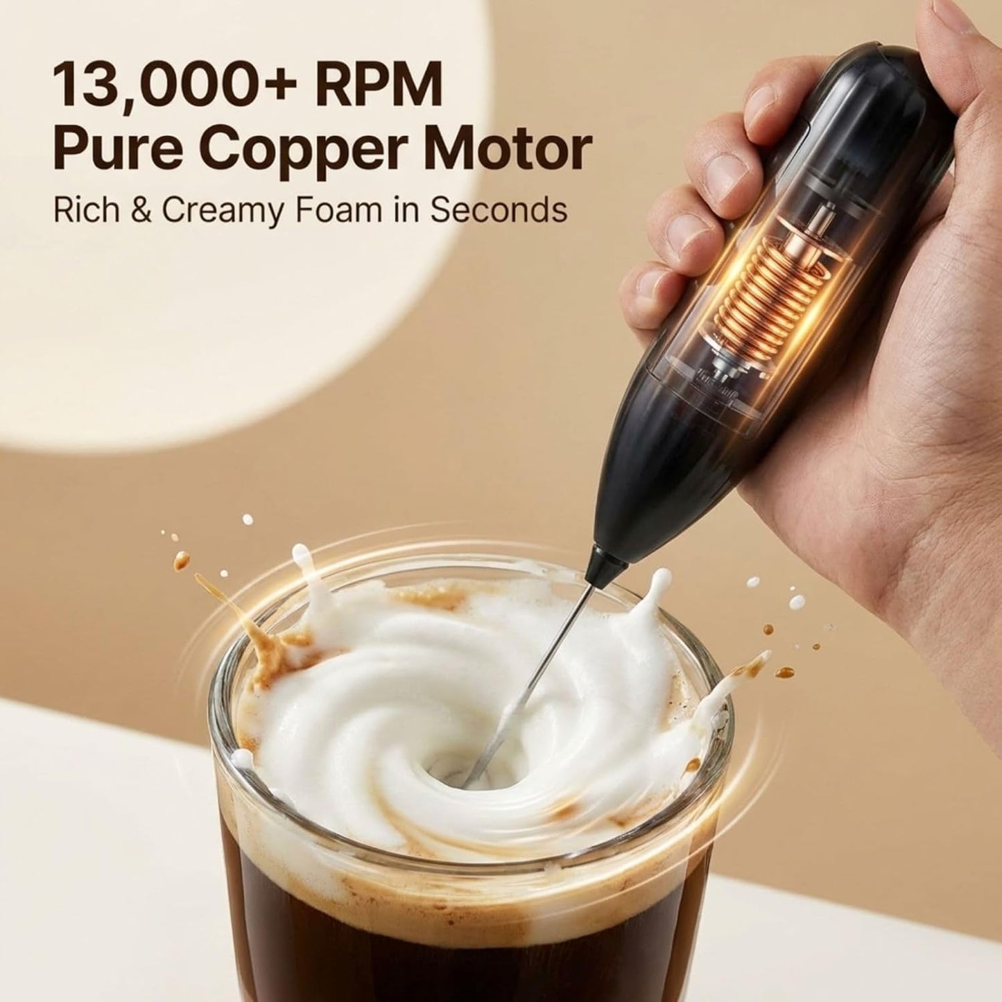 Aparato para espuma de café eléctrico con 2 boquillas, sin BPA, para chocolate caliente y frappé