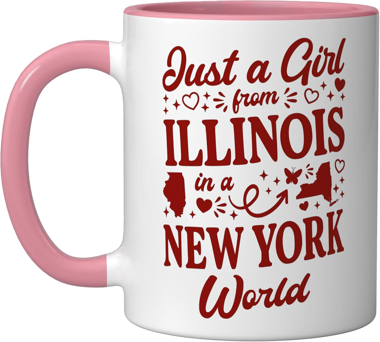 Taza Cerámica Just A Girl From Illinois Pink/White