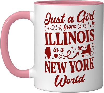 Taza Cerámica Just A Girl From Illinois Pink/White