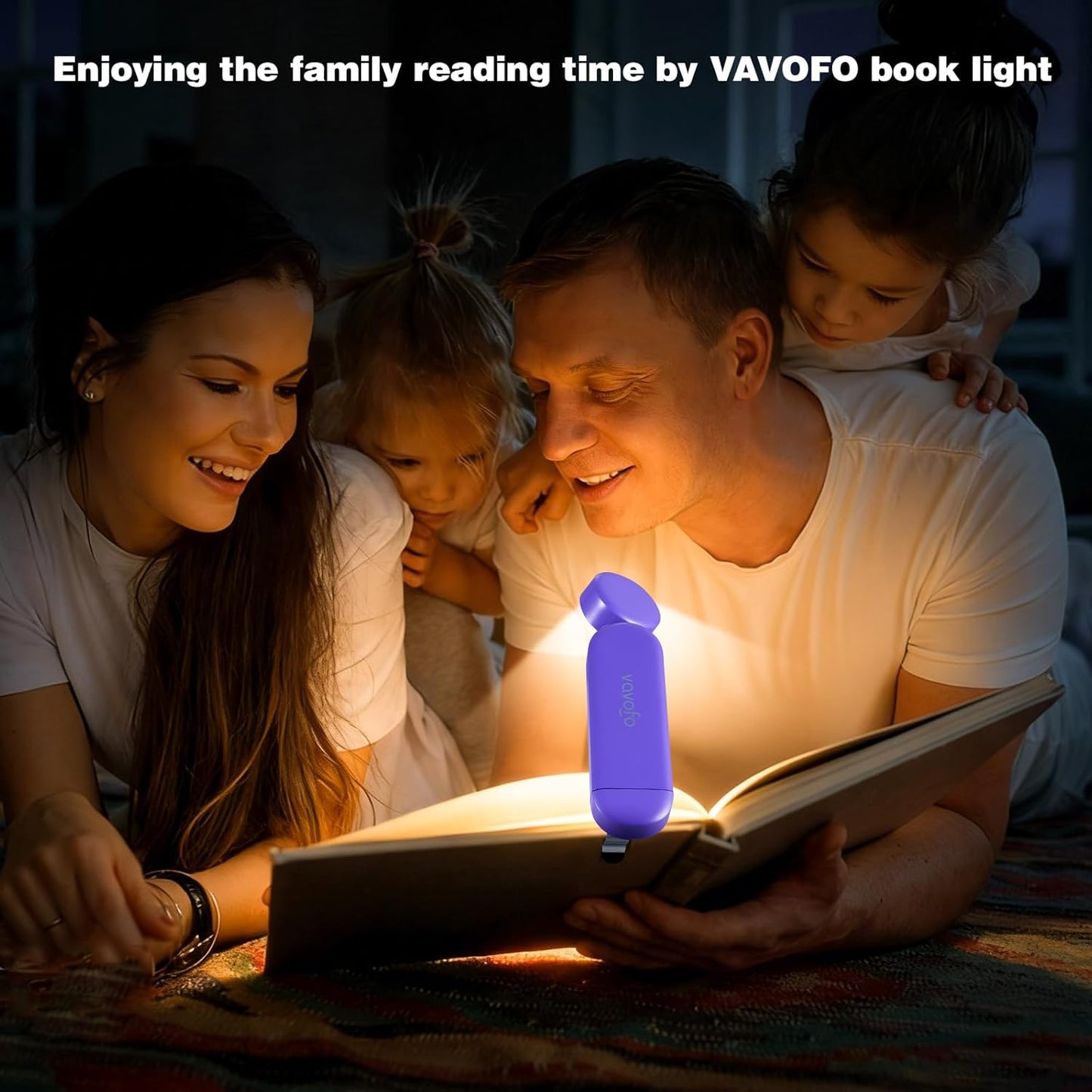 Luz libro recargable USB bloqueo azul ámbar con clip 6 LED