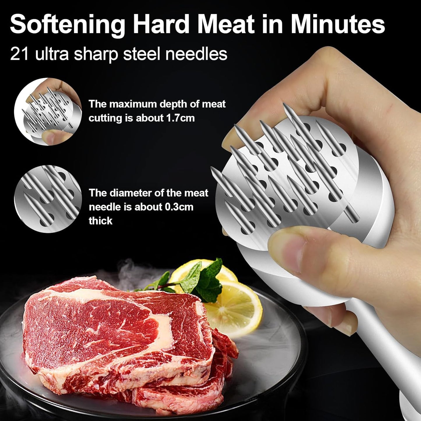 Herramienta ablandadora de carne acero inoxidable 21 agujas